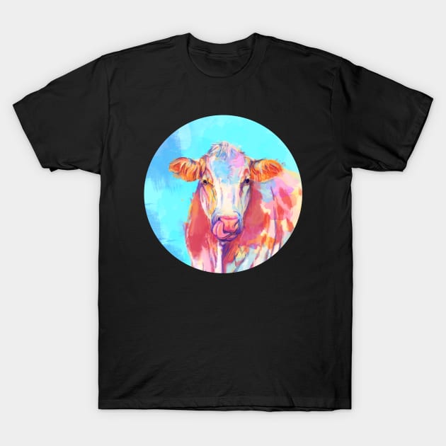 Whimsical Cow - Digital Illustration T-Shirt by Flo Art Studio